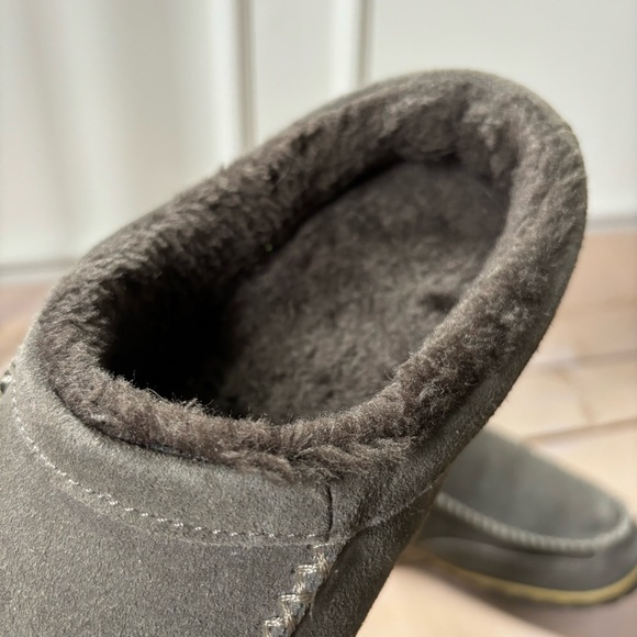 Grey/Taupe Suede Slippers - Picture 2 of 10